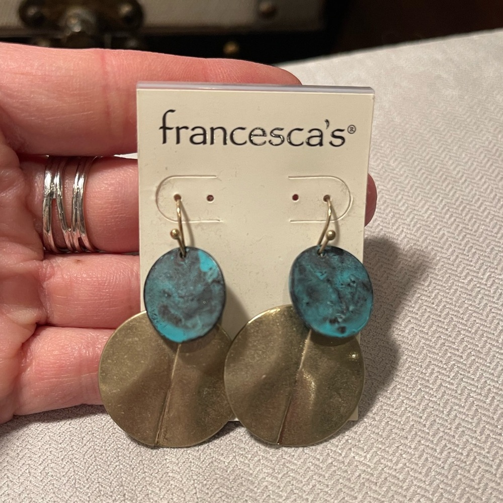 Francesca's Collections Gold and Turquoise Earrings